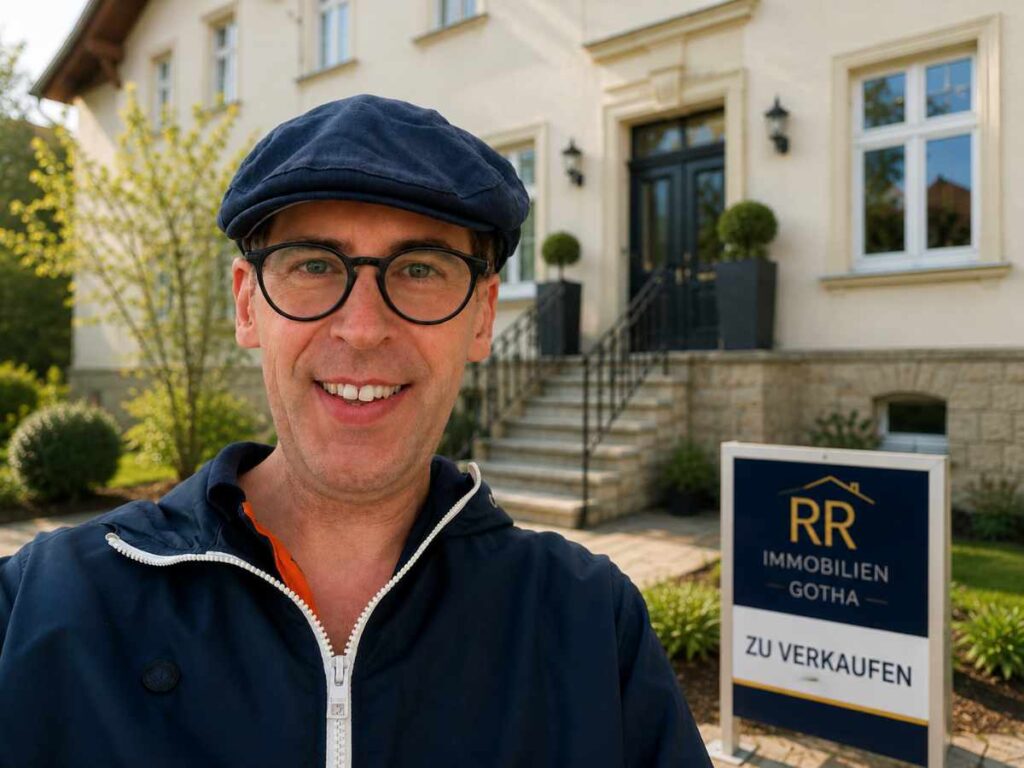 Ronald Rassmann von RR Immobilien Gotha vor einem Wohnhaus – persönliche Immobilienbetreuung in Gotha und Westthüringen